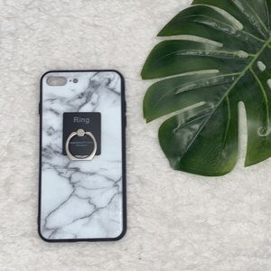White Marble iPhone 678 Plus Protective Glass Case